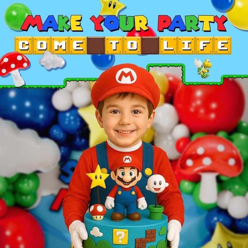ALL-IN-1 Super Adventure Balloon Arch Kit with BONUS Mushroom, Cloud & Star Balloons for Bros Party Decorations - Image 7