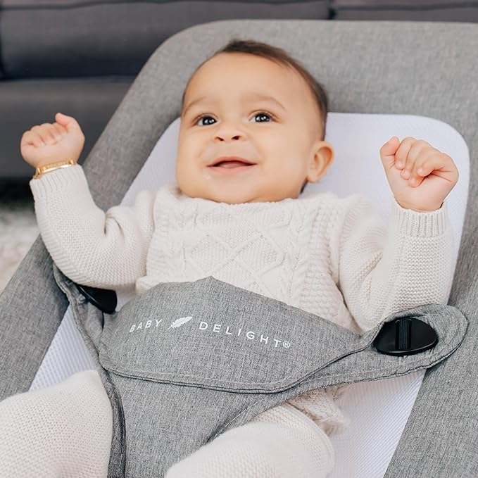 Baby Delight Alpine Deluxe Portable Bouncer (Charcoal Tweed) - Image 4