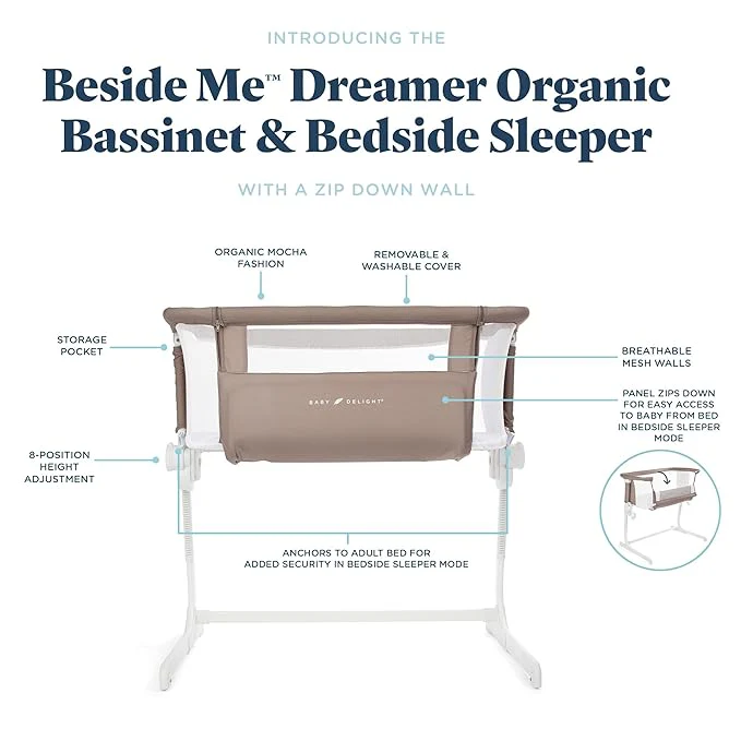 Baby Delight Beside Me Dreamer Bassinet (Organic Mocha) - Image 2