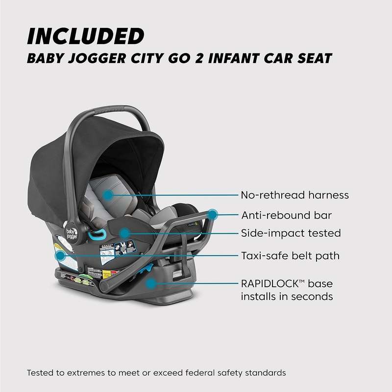 Baby Jogger City Select 2 Travel System Includes City GO 2 Infant Car Seat (Radiant Slate) - Image 3