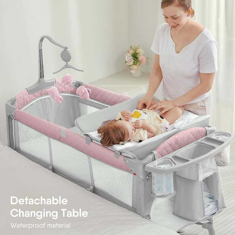 New BabyBond Baby Bassinet Bedside Crib (Pink) - Image 2