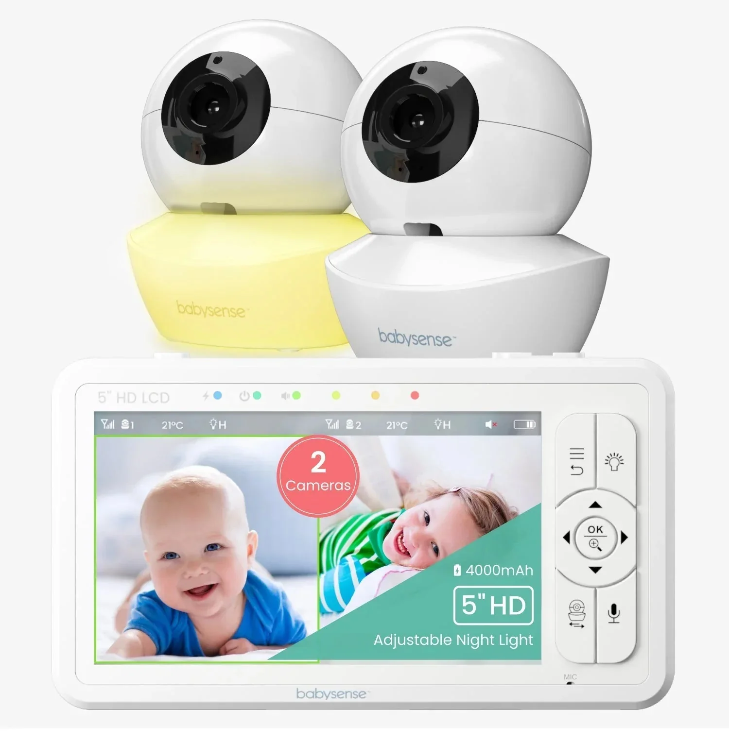Babysense HD S2: Video Baby Monitor with 2 Cameras, Non Wifi, Split Screen & Night Light Machine - Image 11