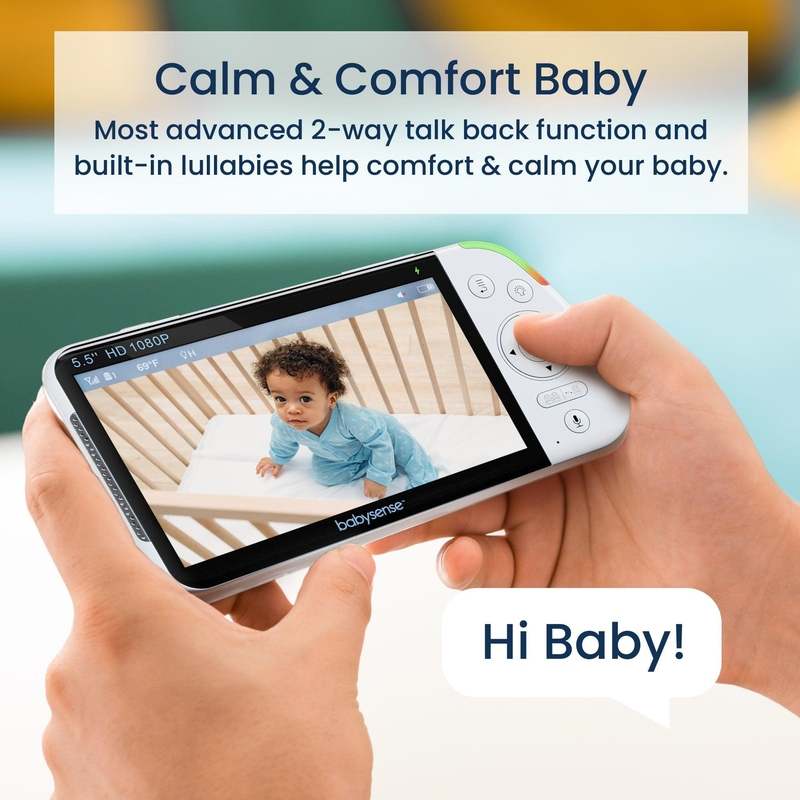 Babysense Max View: Video Baby Monitor with 2 Cameras, Non Wifi, Split Screen, Night Light & Sound Machine - Image 9