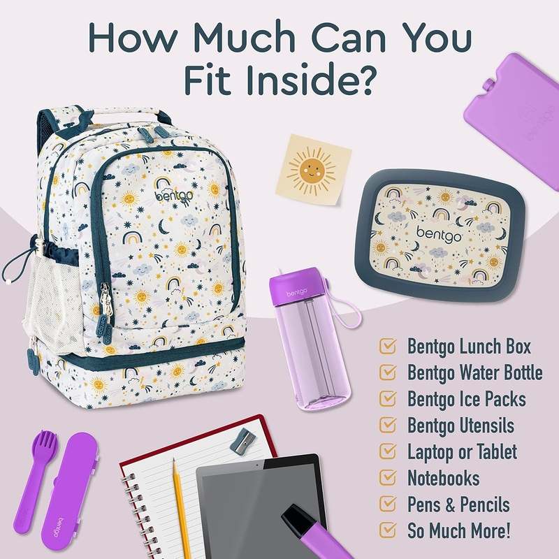 New Bentgo Kids 2-in-1 Backpack & Insulated Lunch Bag (Friendly Skies) - Image 3