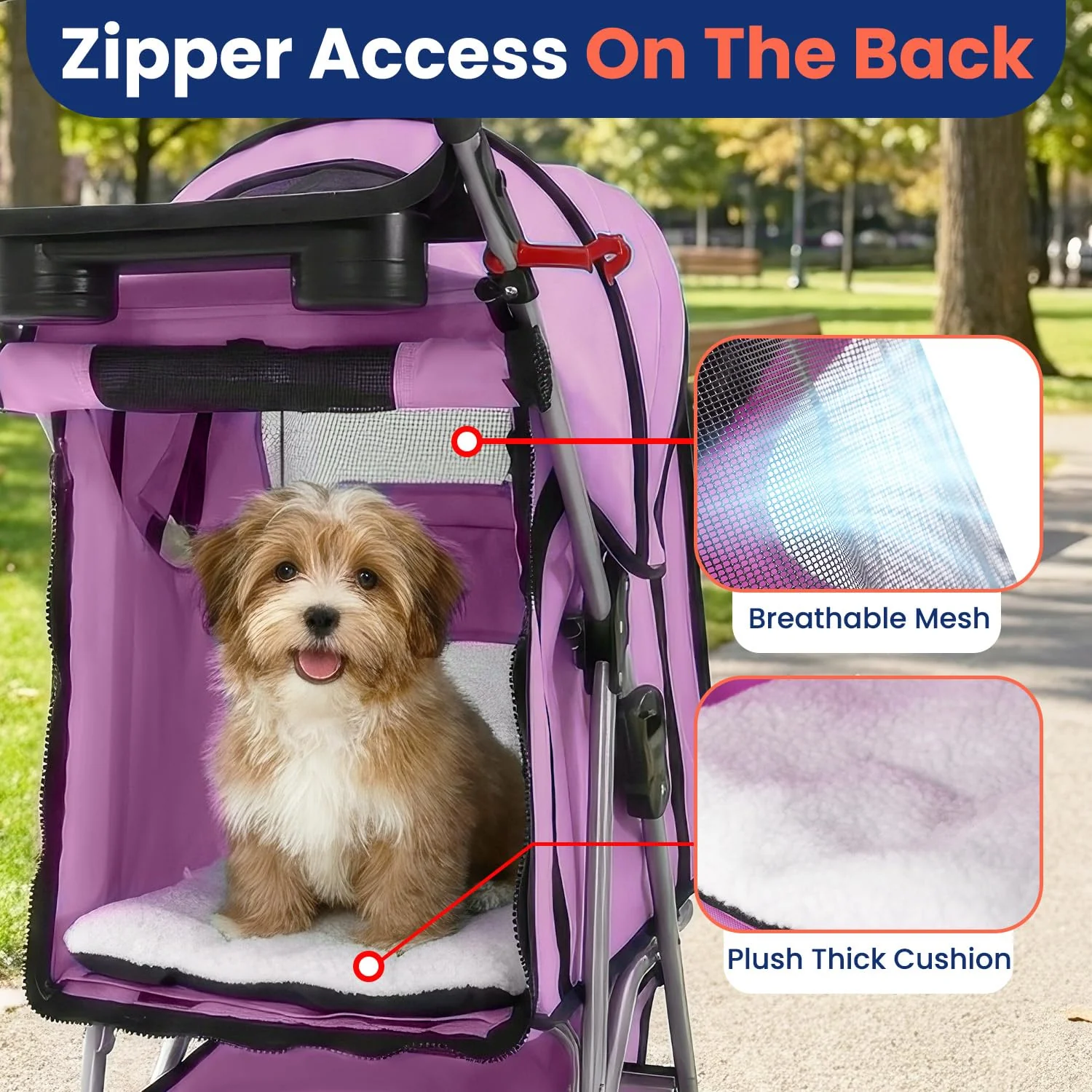 BestPet Pet Stroller Cat Dog Cage Stroller Travel Folding Carrier (Pink) - Image 6