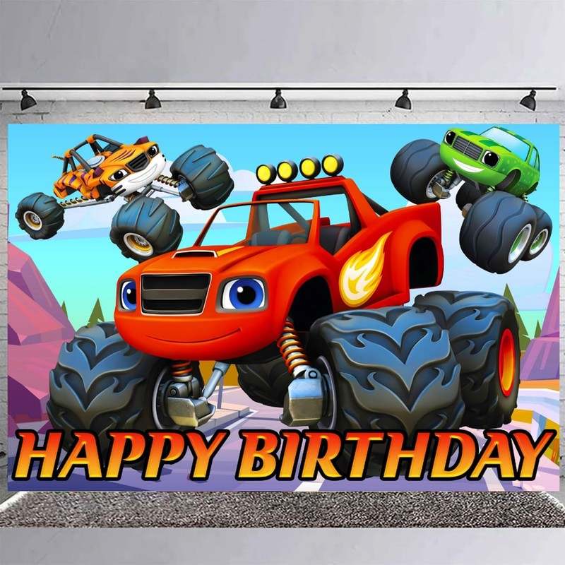 Blaze and The Monster Backdrop Birthday Banner - Image 4