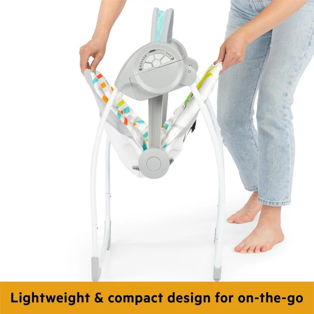 New Bright Starts Playful Paradise Portable Baby Swing (Green) - Image 3