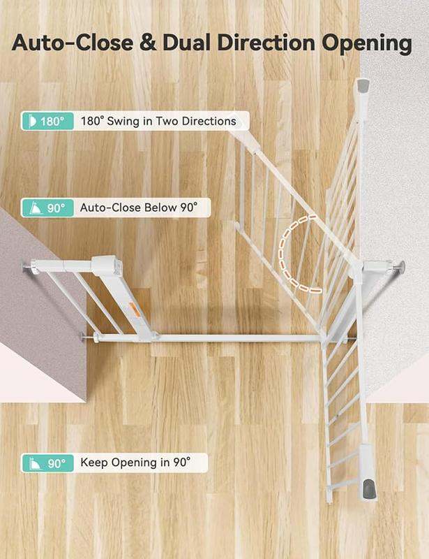 FINAL SALE Comomy 30" Auto Close Baby Gate 29.5" to 43.3" Wide (White) - Image 4