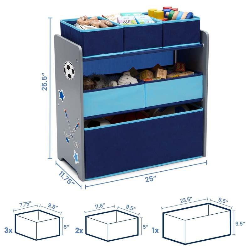 Delta Children 6-Bin Toy Organizer (Grey/Blue) - Image 4