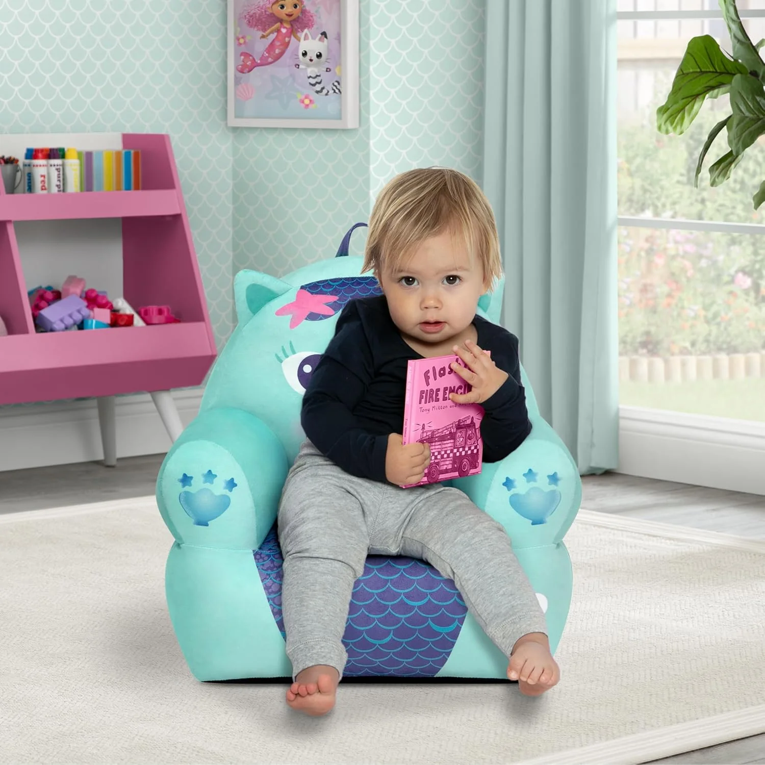 Delta Children Gabby's Dollhouse Cozee Buddy Kids Chair (Blue) - Image 2