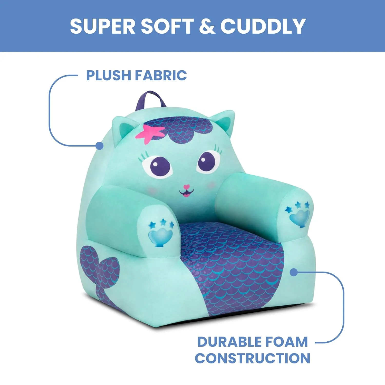 Delta Children Gabby's Dollhouse Cozee Buddy Kids Chair (Blue) - Image 5
