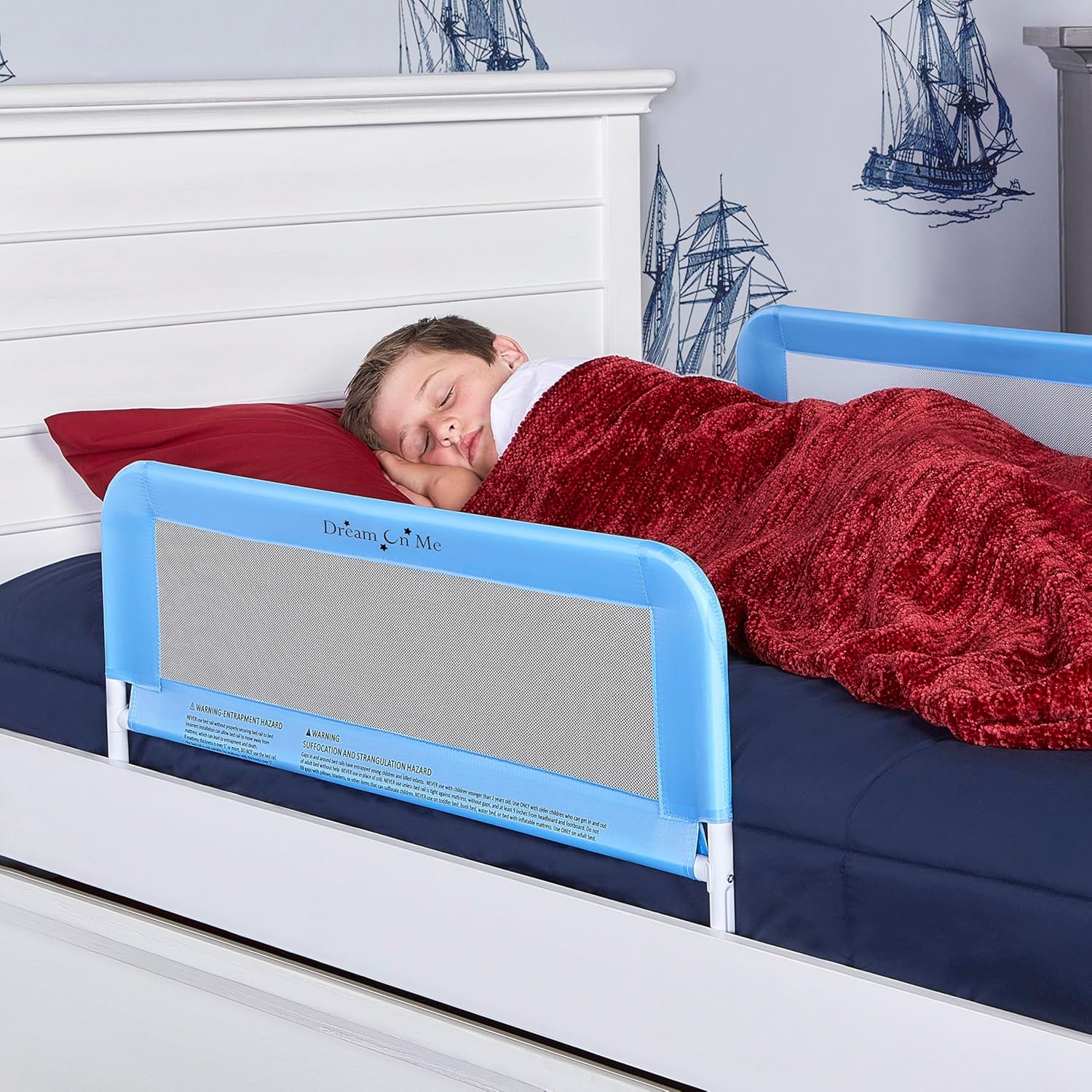 Dream On Me Mesh Adjustable Bed Rail - 2 Pack (Blue) - Image 4