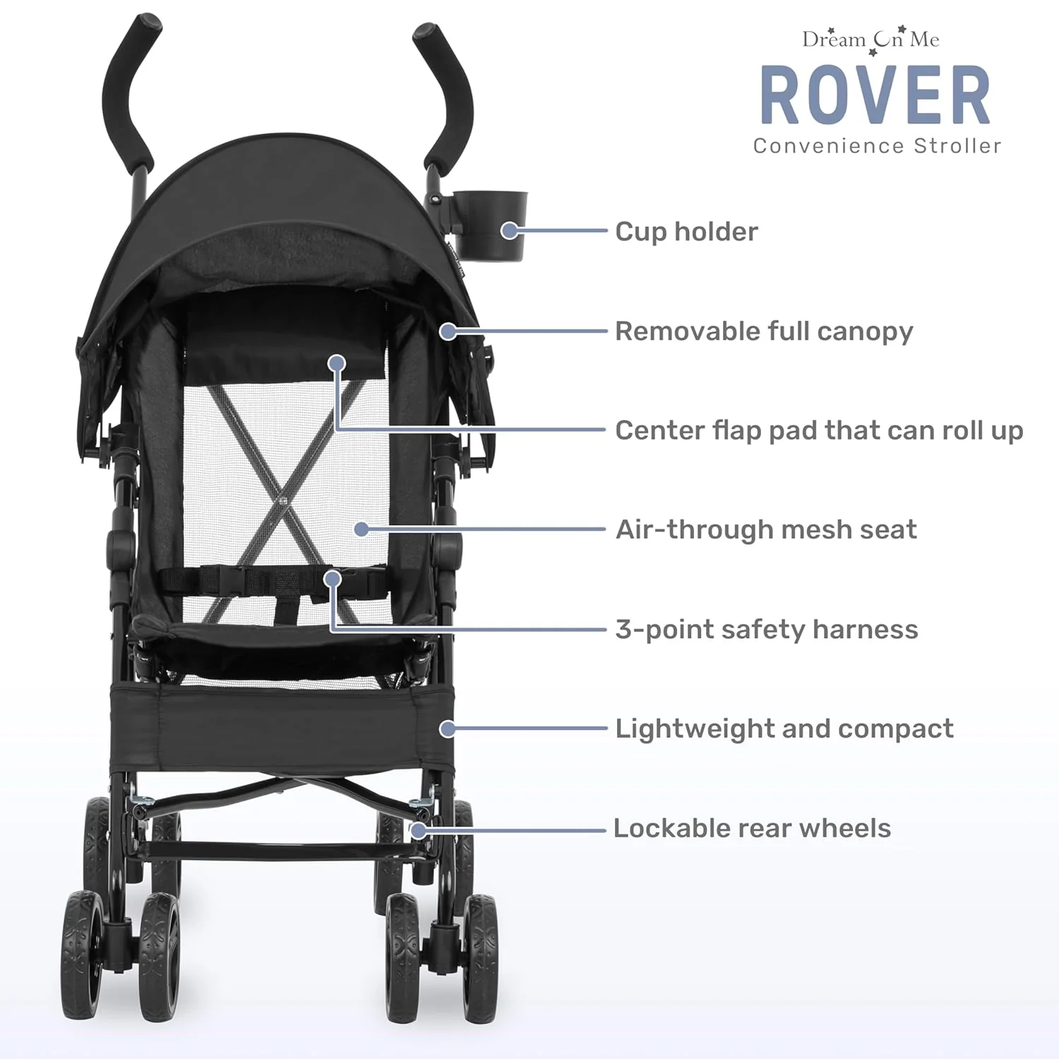 Dream on Me Rover Convenience Stroller (Black) - Image 4