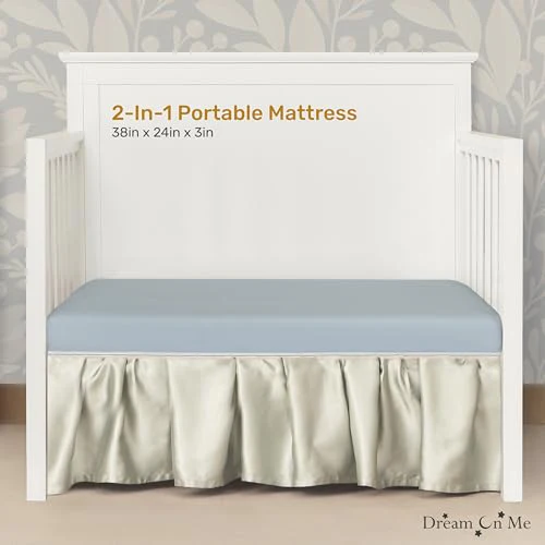 New Dream On Me Snuggles Mini Crib Mattress, 38 x 24 x 3 Inches (Blue Mist) - Image 2