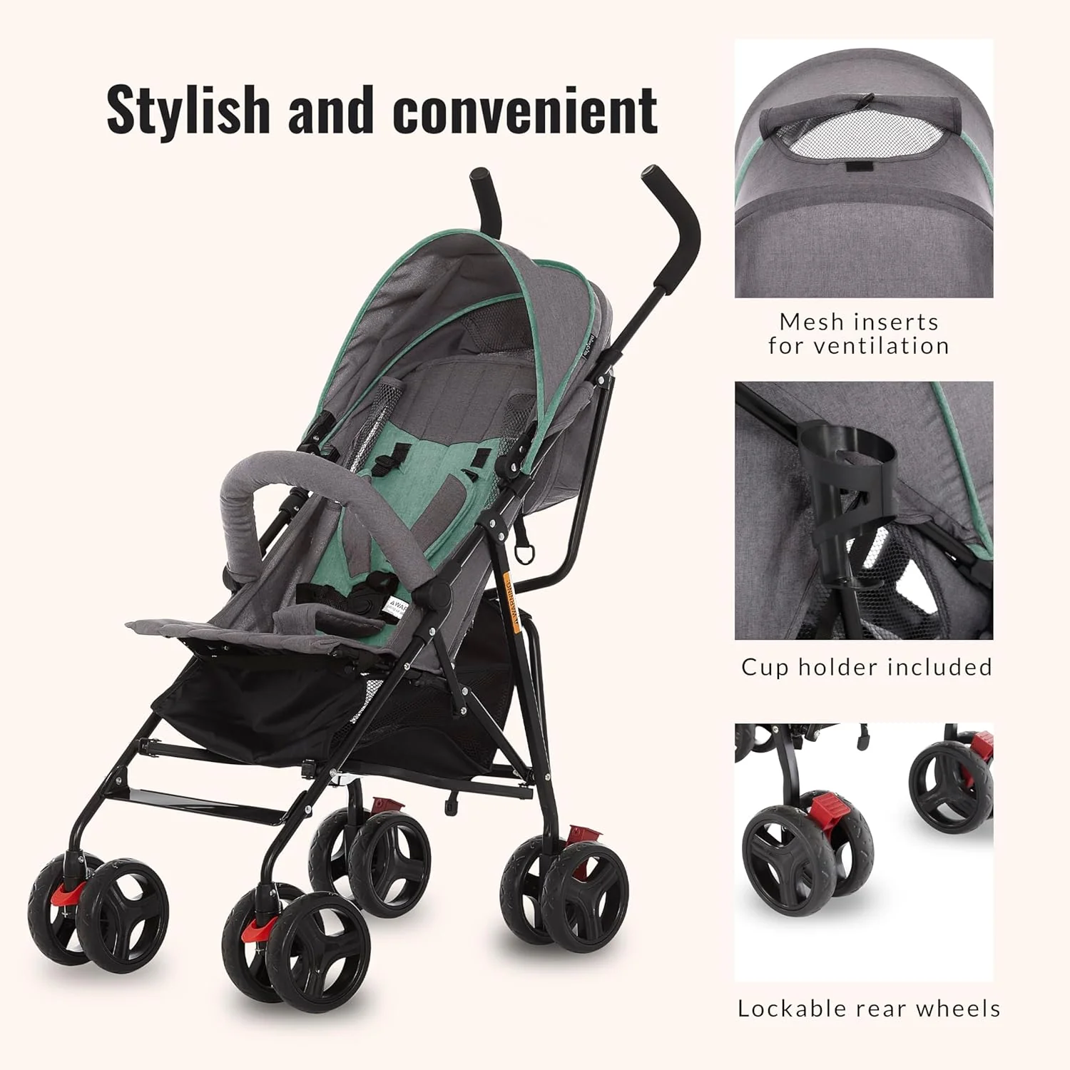 Dream On Me Vista Moonwalk Baby Stroller (Mint) - Image 4