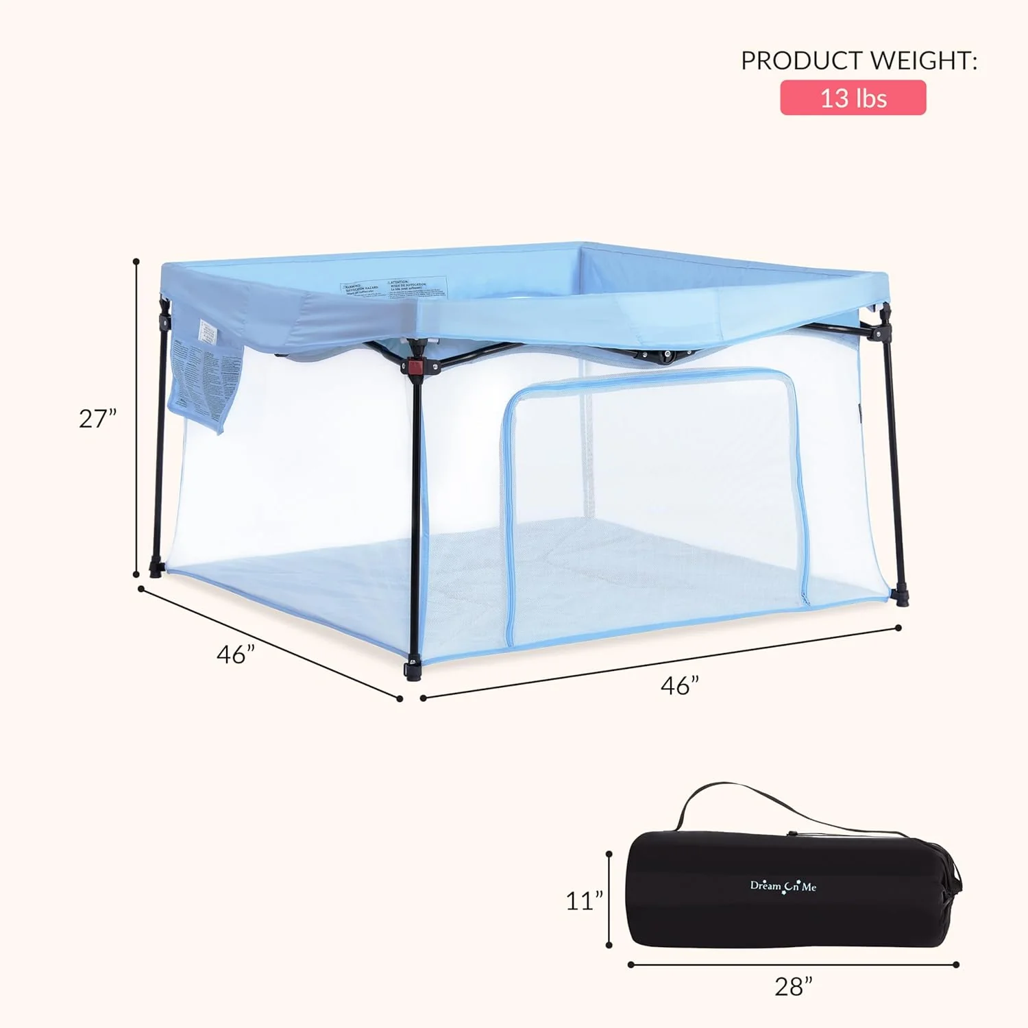Dream On Me Ziggy Square Playpen (Blue) - Image 3