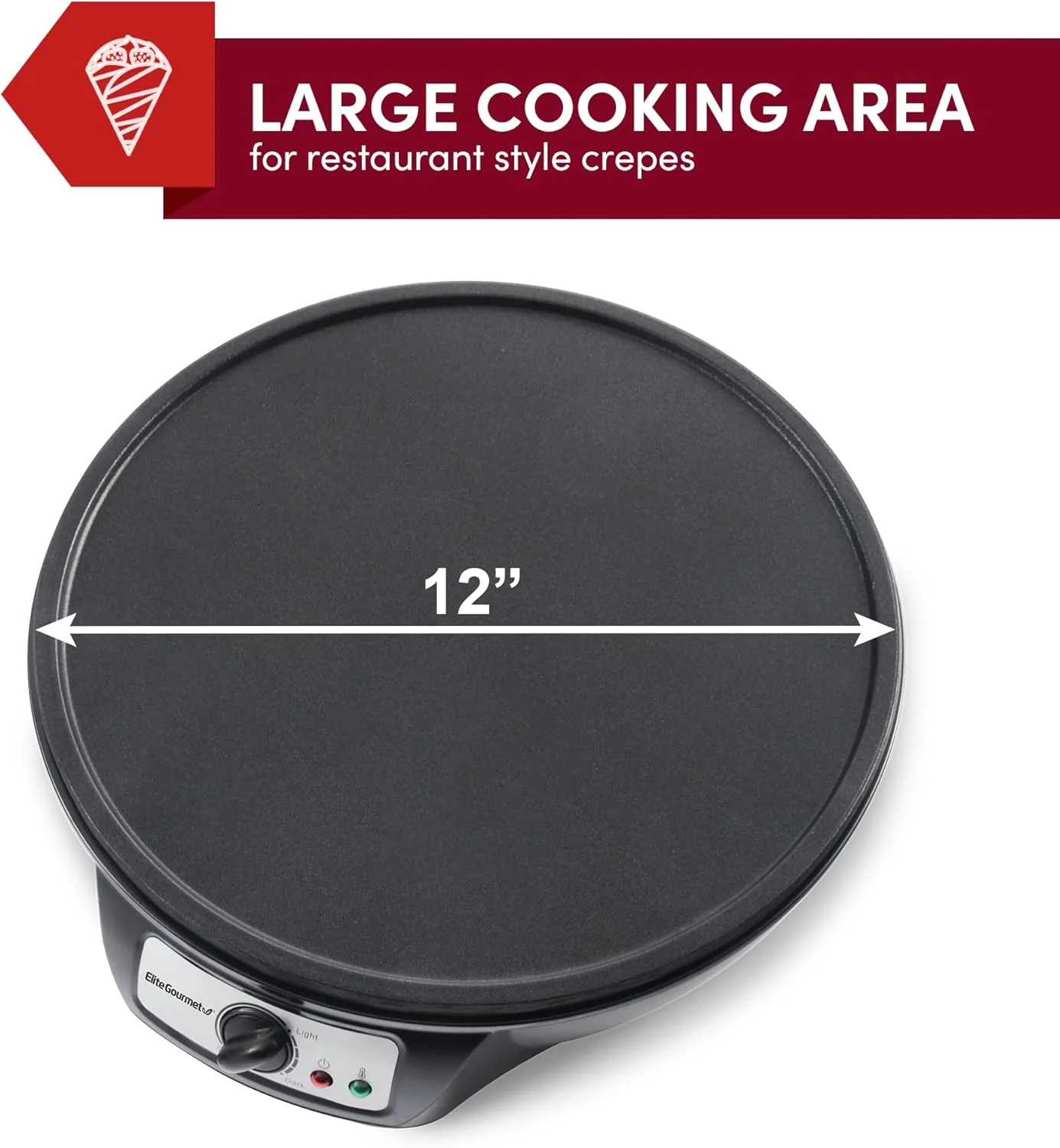 Elite Gourmet ECP-126 Electric Crepe Maker Non-stick Griddle 12" (Black) - Image 7