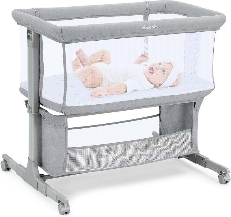 Ezebaby Bedside Bassinet for Baby (Light Gray)