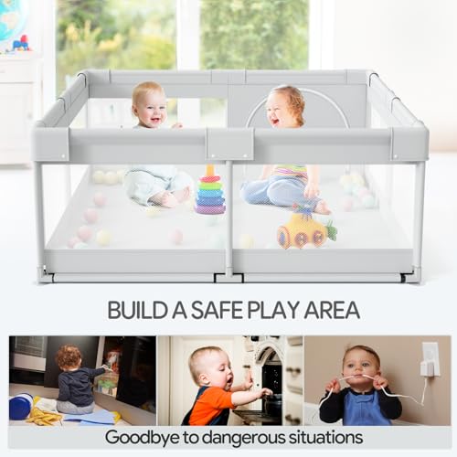 New Fodoss 47x47" Baby Playpen (Light Grey) - Image 5
