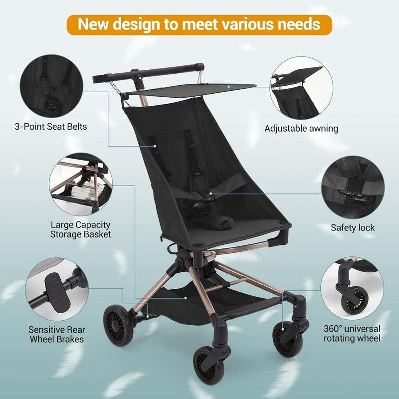 GarveeLife Lightweight Baby Stroller Under 10 lbs (Black) - Image 6