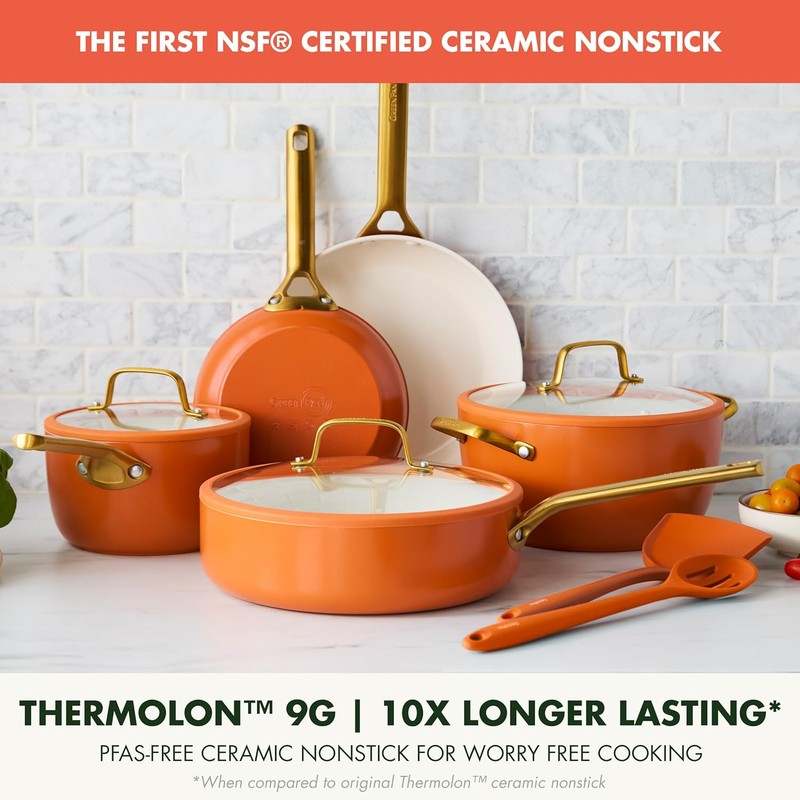 New GreenPan Reserve Pro 10-Piece Nonstick Cookware Set (Harvest Orange) - Image 2