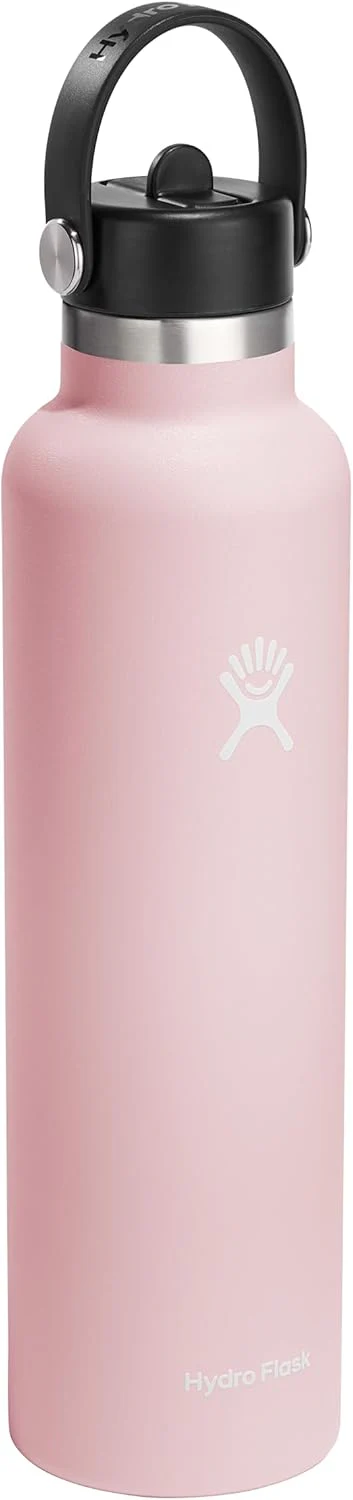 Hydro Flask Insulated 24 oz Water Bottle with Straw Lid (Trillium Pink) - Image 3