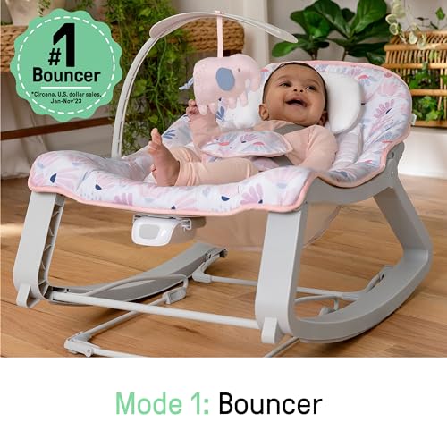 Ingenuity Keep Cozy 3-in-1 Bounce & Rock Seat (Pink Burst) - Image 3
