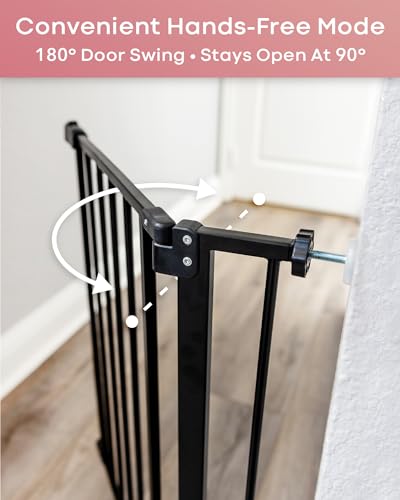 FINAL SALE InnoTruth Baby Gate for Stairs 30" Tall, 28.9" to 42.1" Wide (Black) - Image 5
