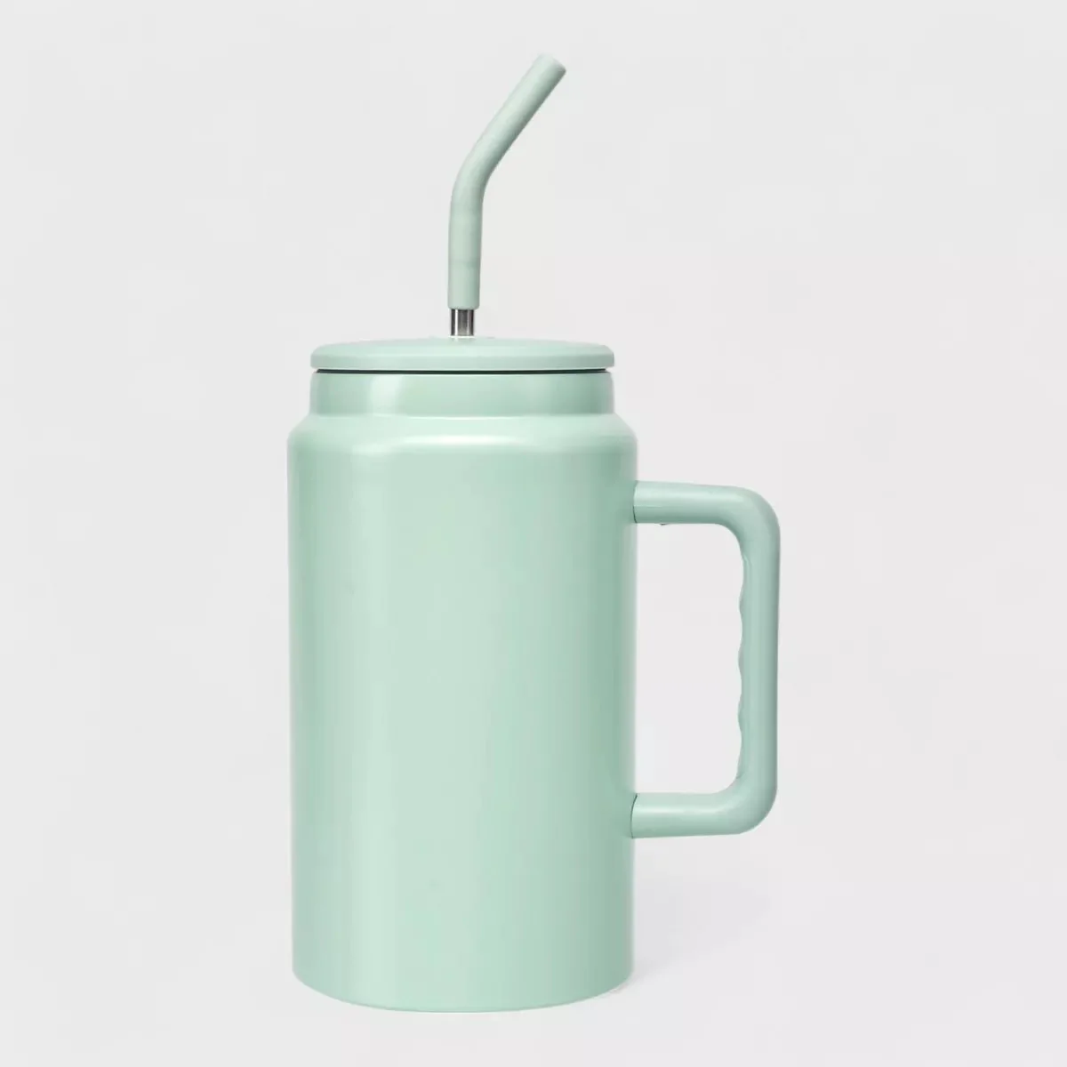 Insulated Tumbler 50oz with Handle & Straw (Mint Green)