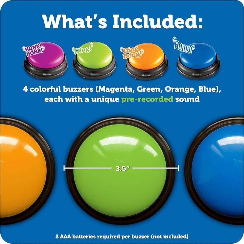 Learning Resources Answer Buzzers Set of 4 Ages 3+ Game Show Buzzers - Image 7