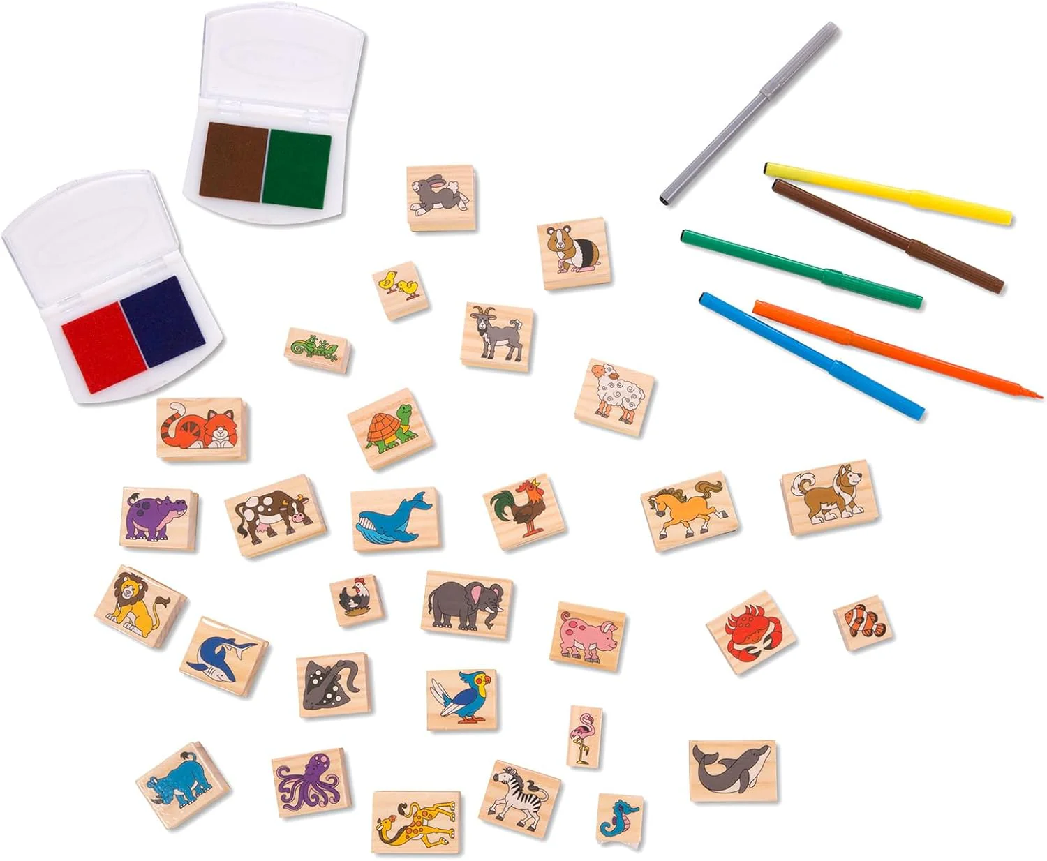 Melissa & Doug Deluxe Wooden Animal Stamp Set - Image 5