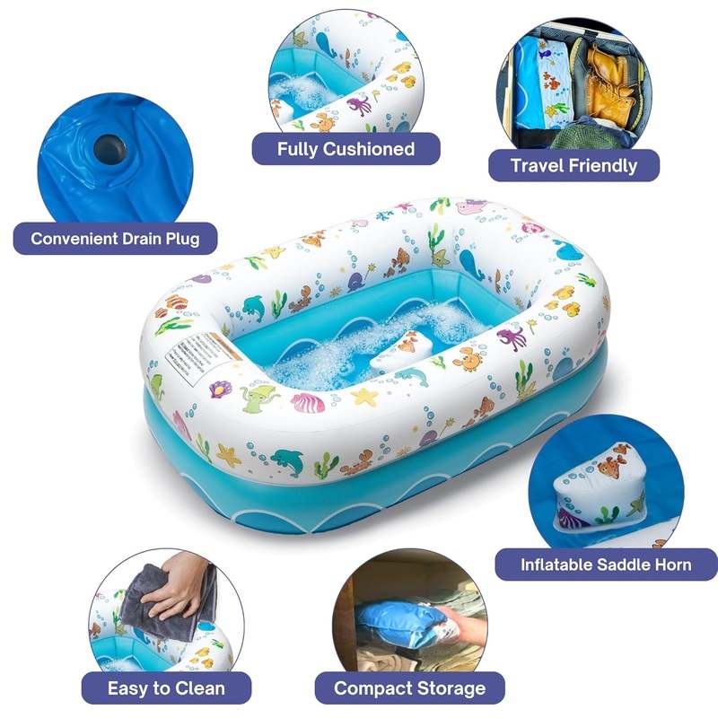Mommy's Helper Inflatable Baby Tub 19.5"x10"x7.5" (Blue/White, 6–24 Months) - Image 4