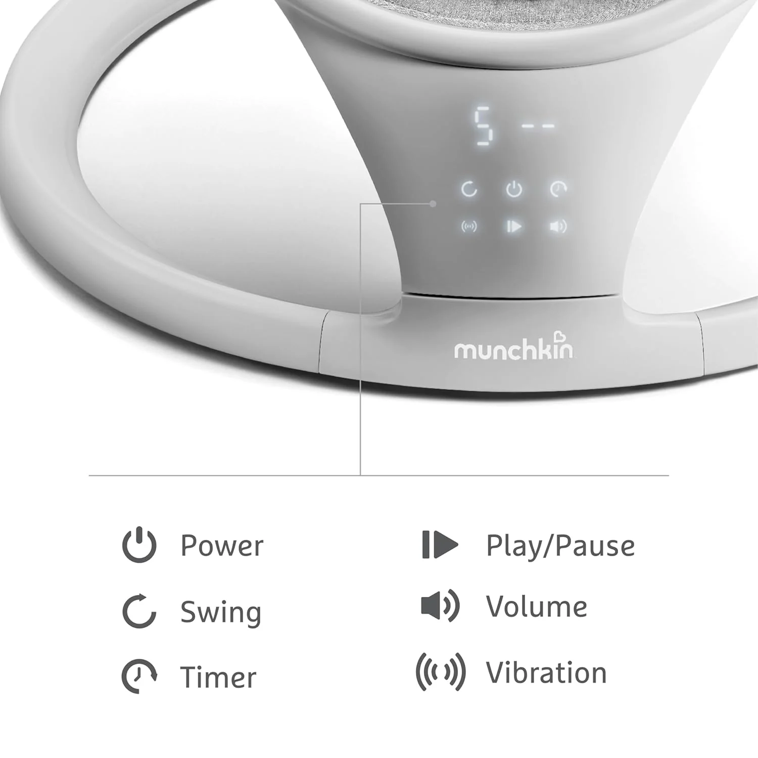Munchkin Electric Swing – Portable, Bluetooth-Enabled (Light Grey) - Image 4