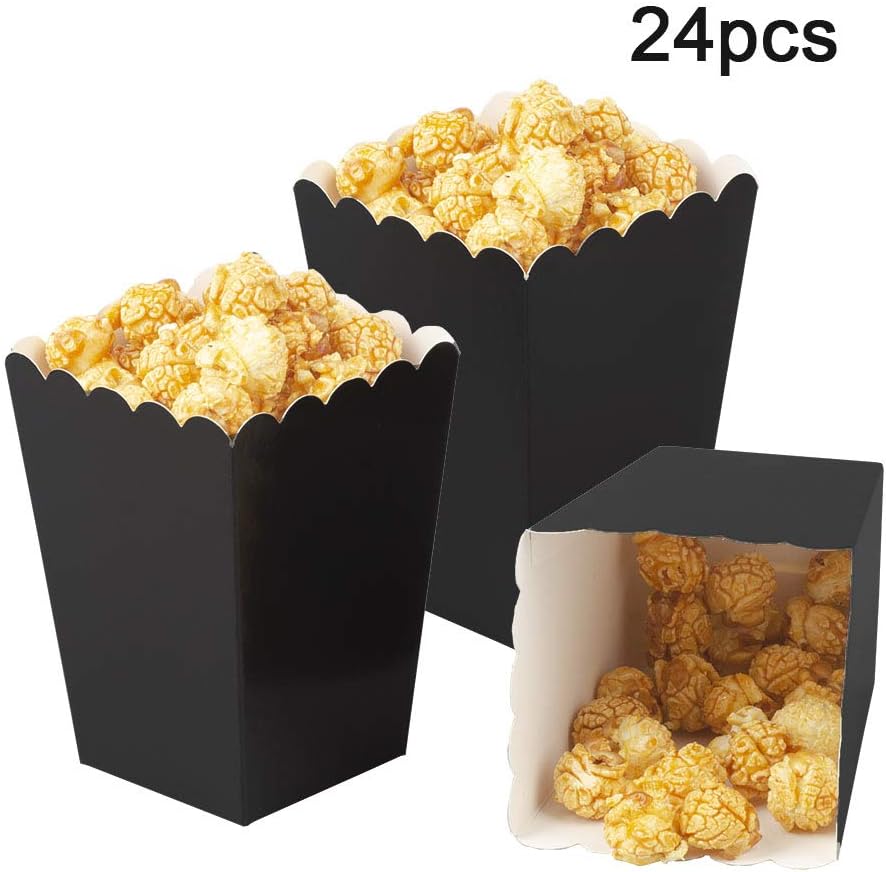New AimtoHome Mini Paper Popcorn Boxes (Black, 24 Pack) - Image 3