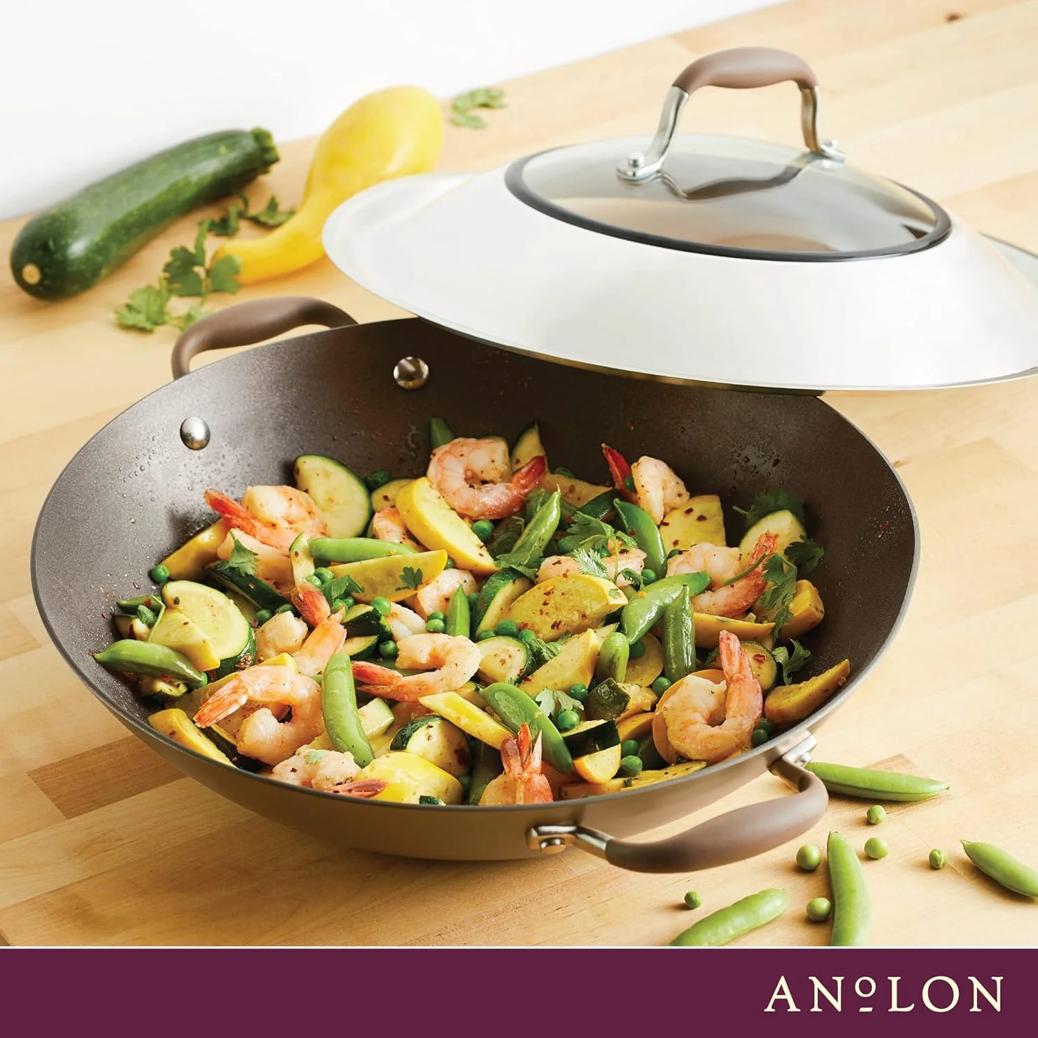 New Anolon Advanced Home 14-Inch Wok with Side Handles (Bronze) - Image 2