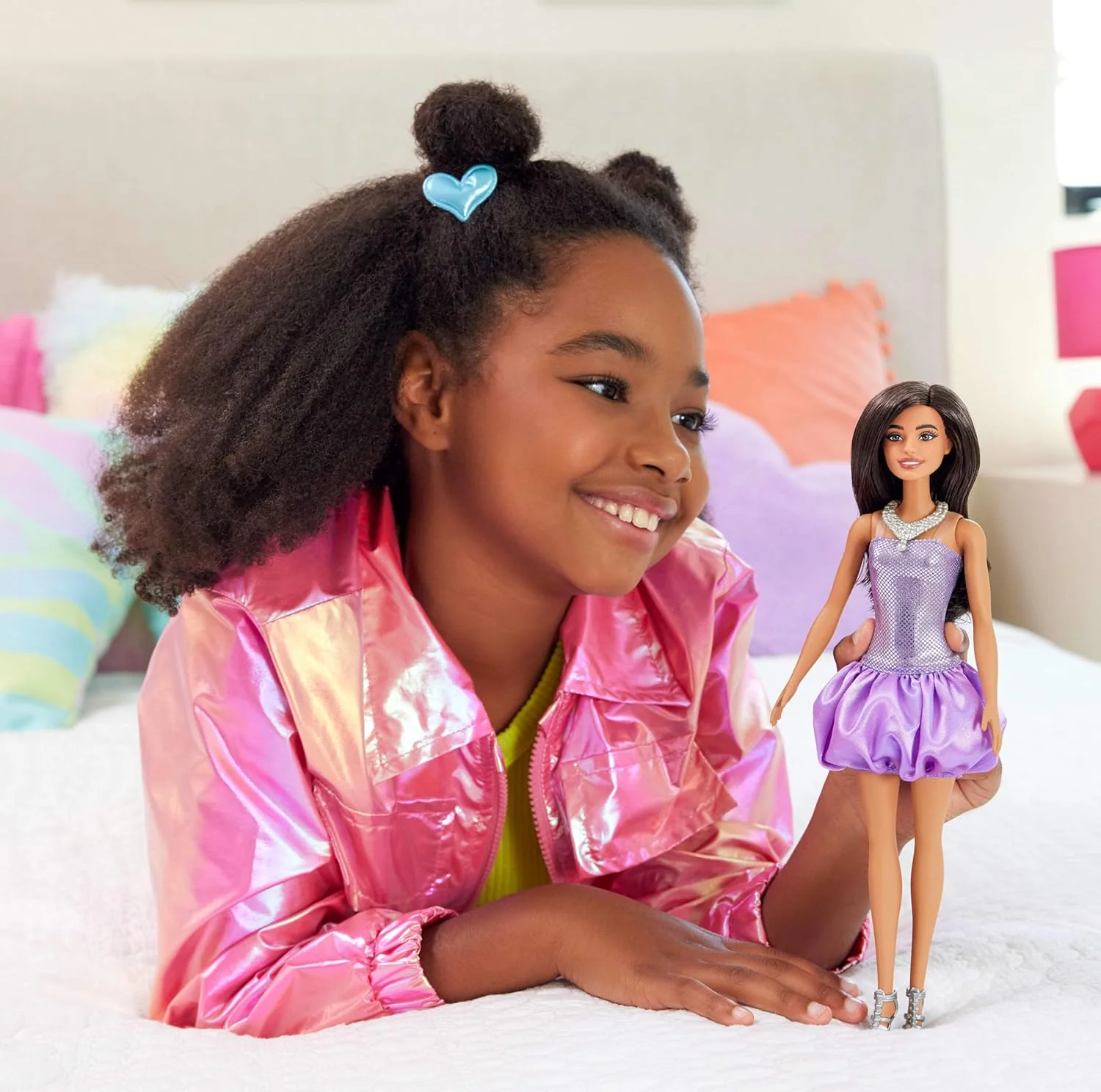 New Barbie Fashionistas Doll 234 Brown Hair Purple Dress - Image 4