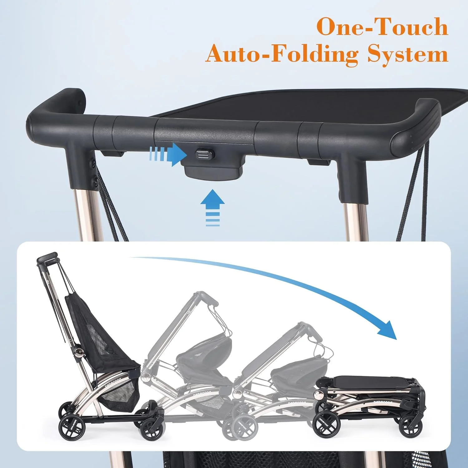 New Beberoad Love R1 Auto-Folding Lightweight Travel Stroller (Black) - Image 3
