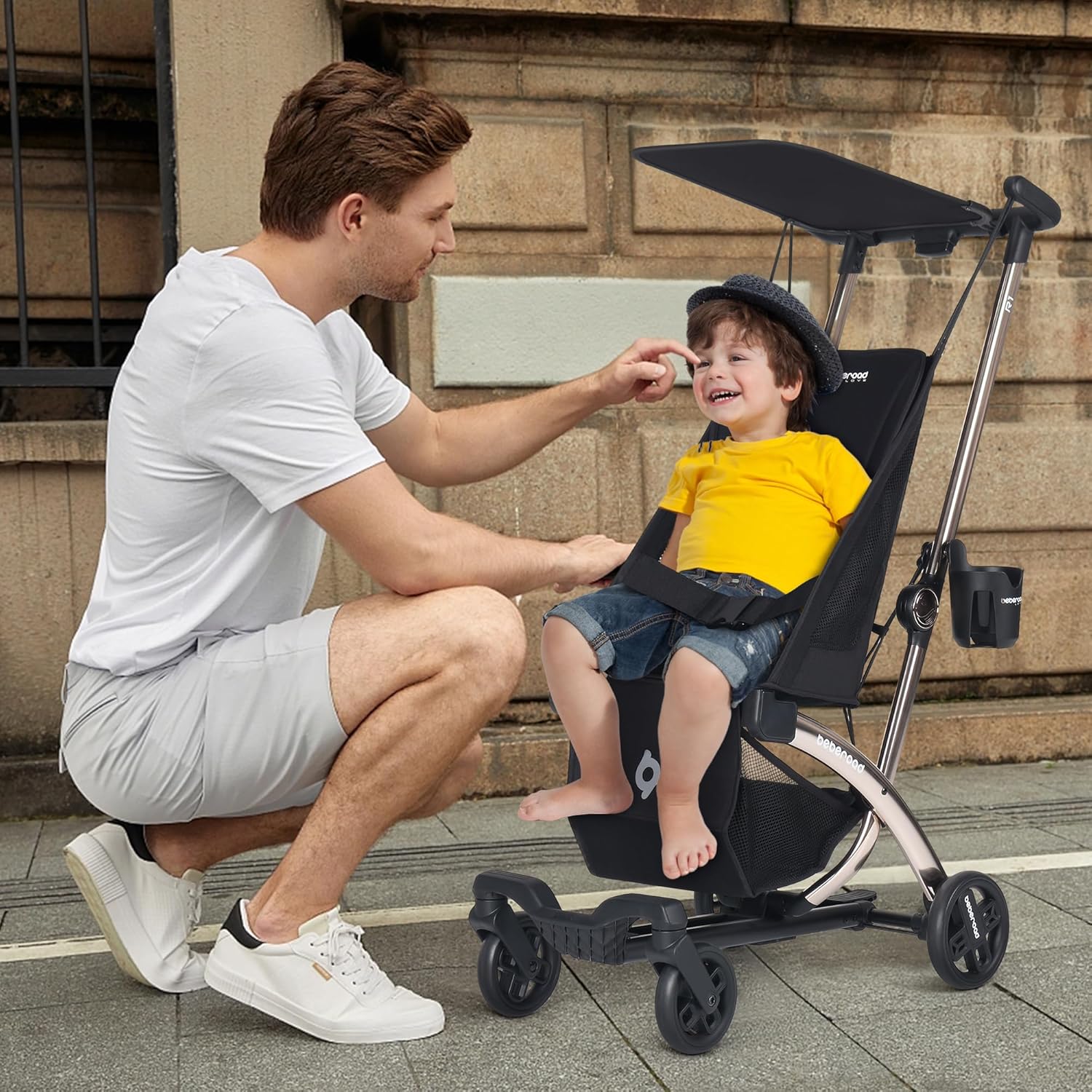 New Beberoad Love R1 Auto-Folding Lightweight Travel Stroller (Black) - Image 4