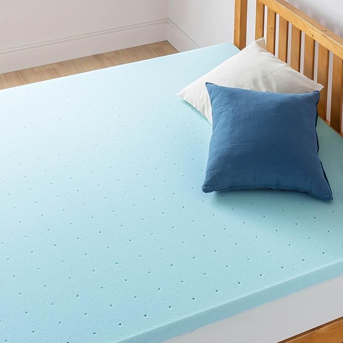 New Best Price Mattress 2" Gel Memory Foam Topper King (Blue) - Image 3