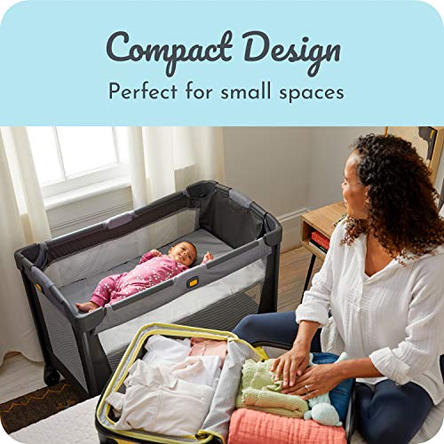 New Century Travel On 2-in-1 Compact Playard with Bassinet, Playpen (Metro) - Image 5
