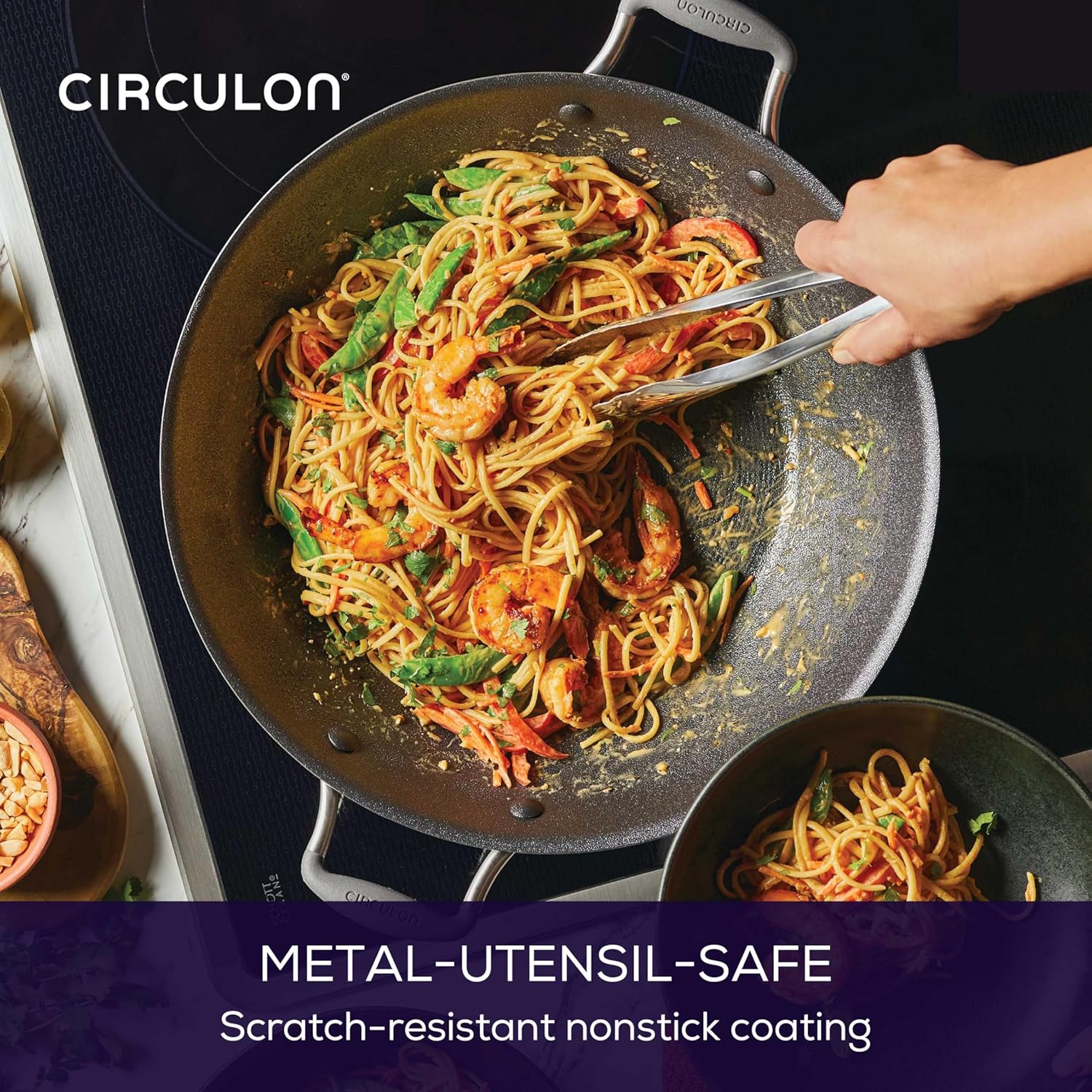 New Circulon A1 Series with ScratchDefense Technology Nonstick Induction Wok with Lid, 14" (Graphite) - Image 4