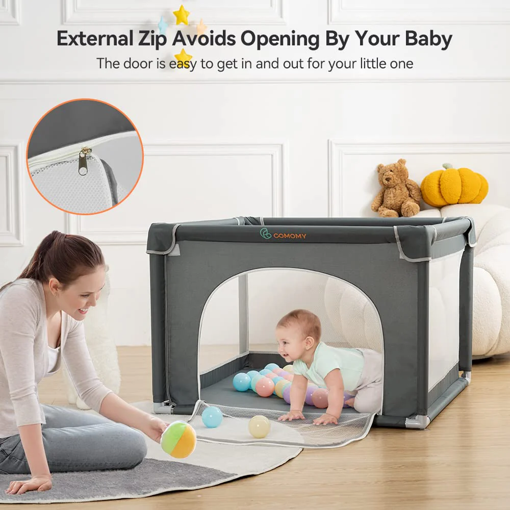 New COMOMY Playpens for Babies and Toddlers, Activity Center for Safe and Non-Slip Baby Fence 36"x36" (Dark Grey) - Image 6