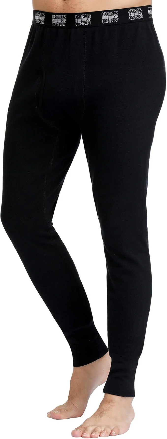 New Degrees of Comfort Men’s Cotton Thermal Long Johns (Black) - Image 2