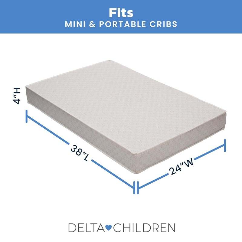 New Delta Children Twinkle Stars 4" Mini Crib Mattress (Firm, Royal Blue) - Image 3