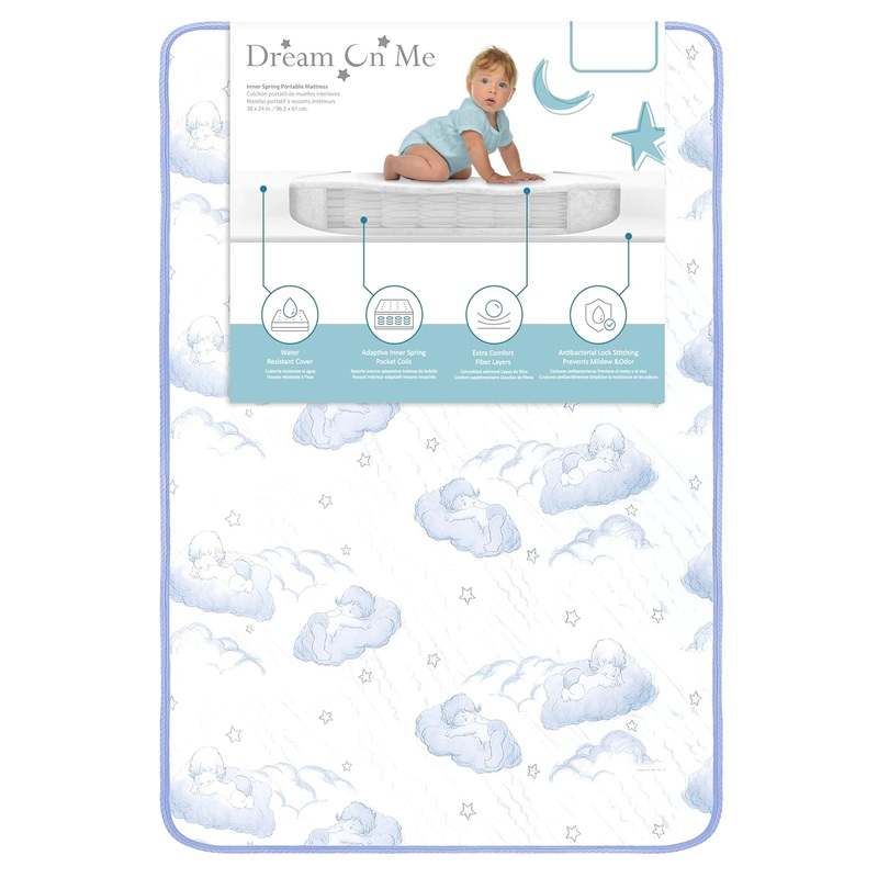 New Dream On Me 2-in-1 Pocket Coil Crib Mattress (White)