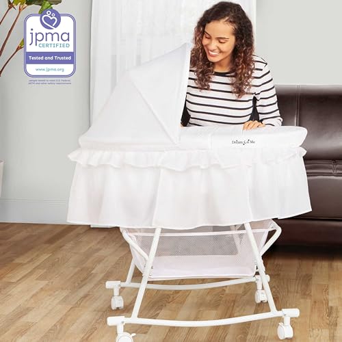 Dream On Me Lacy Portable 2-in-1 Bassinet & Cradle (White) - Image 6