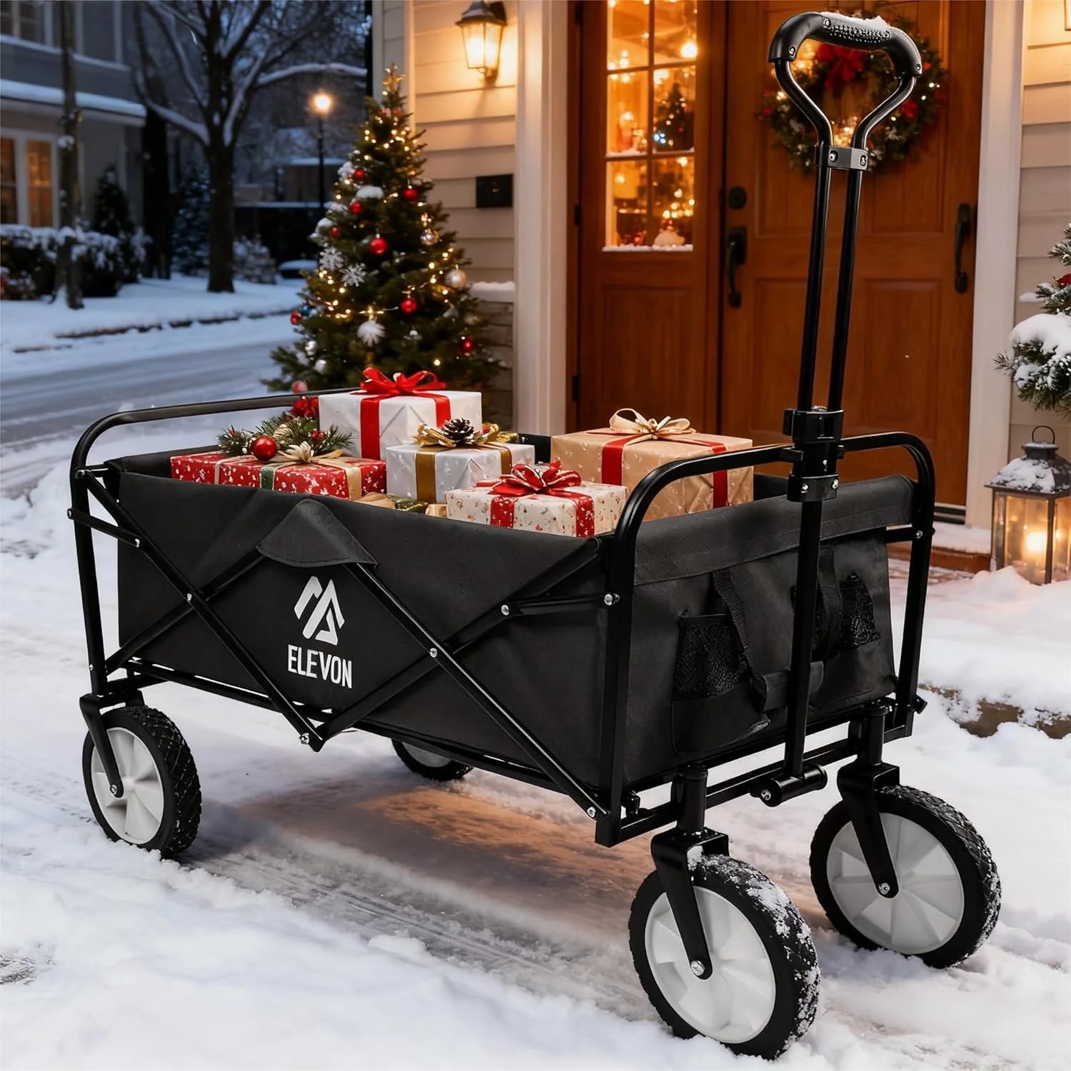 New Elevon All-Terrain Foldable Utility Wagon Cart with 150LB Capacity (Black)