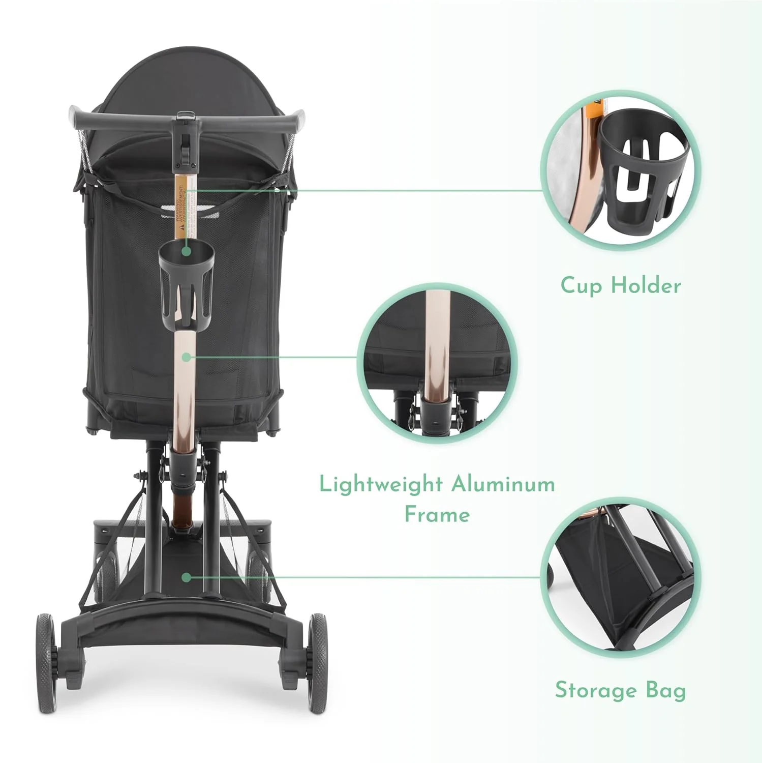 New Evolur Roamer Ultra Lightweight Stroller (Gold Black) - Image 5