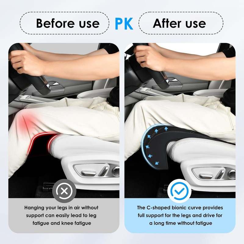 FLORICH Car Seat Leg Extender Support Cushion (Dark Black) - Image 3