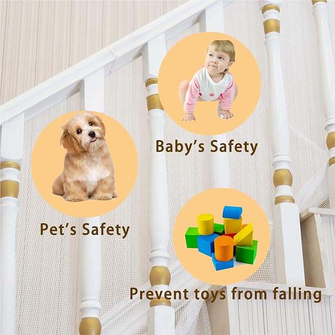 New GAGUTUBU Balcony Safety Net - 10ft x 2.6ft (White) - Image 2